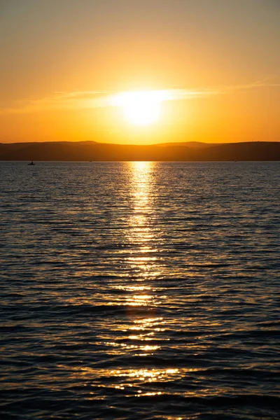 Lago Balaton Tramonto Natura Vista Panoramica — Foto Stock