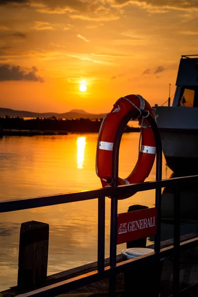 Zachód Słońca Nad Jeziorem Balaton Natura Krajobraz — Zdjęcie stockowe