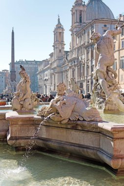 Roma'nın ünlü Piazza Navona üzerinde çeşme. Piazza Navona. Roma. İtalya