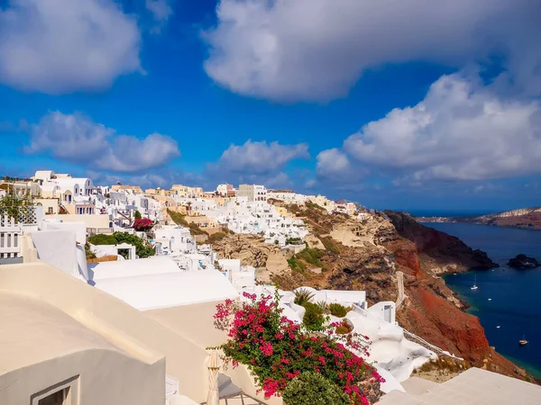 Amazing Santorini Island View Beautiful White Cave Houses Santorini Cyclades — Stock Photo, Image