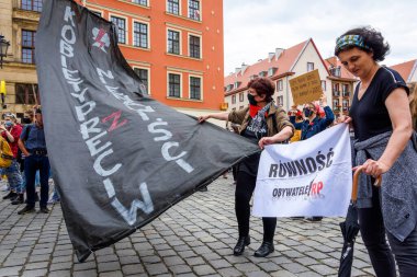 Wroclaw, Polonya, 06.06.2020 - Wroclaw şehrinde ırkçılığa ve nefrete karşı barışçıl protesto üzerine 