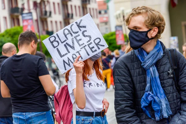 Wroclaw Polonia 2020 Los Jóvenes Sostienen Cartel Con Las Palabras — Foto de Stock