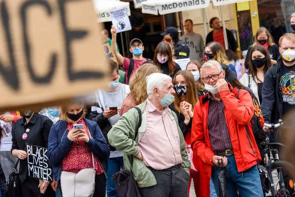 Wroclaw Polen 2020 Två Seniorer Talar Polsk Fredlig Protest Mot — Stockfoto