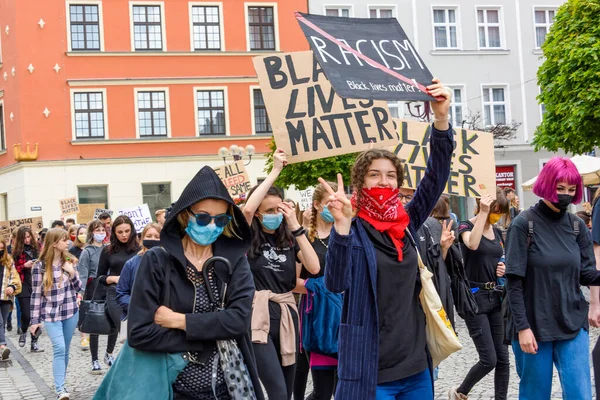 Wroclaw Polónia 2020 Protesto Pacífico Polaco Contra Racismo Ódio Cidade — Fotografia de Stock