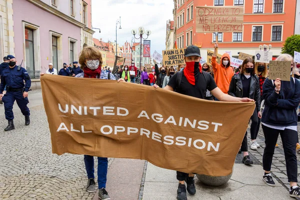 Wroclaw Polonia 2020 Protesta Pacífica Polaca Contra Racismo Odio Ciudad — Foto de Stock