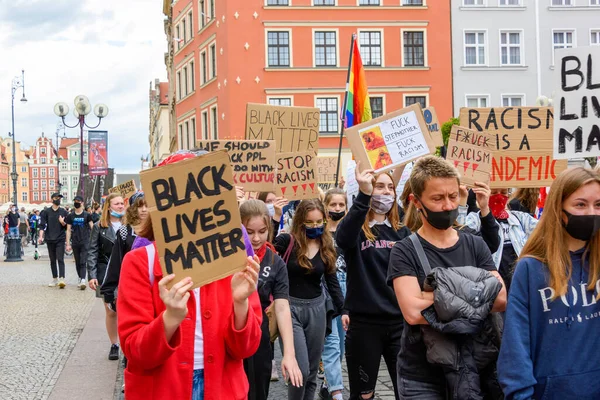 Wroclaw Polen 2020 Polska Fredliga Protester Mot Rasism Och Hat — Stockfoto
