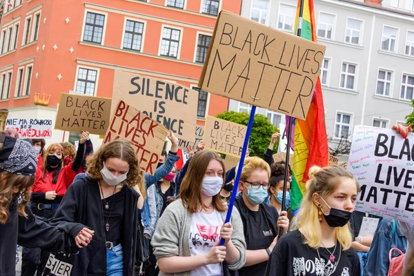Wroclaw Polonia 2020 Protesta Pacífica Polaca Contra Racismo Odio Ciudad — Foto de Stock