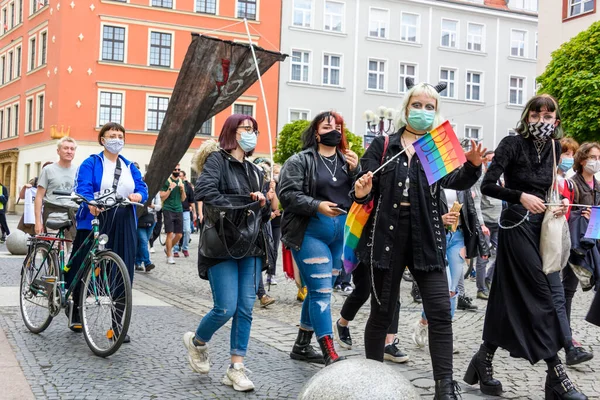 Wroclaw Polen 2020 Polska Fredliga Protester Mot Rasism Och Hat — Stockfoto