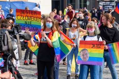 Wroclaw, Polonya, 19.06.2020 - Eşitlik için LGBT barışçıl yürüyüşü