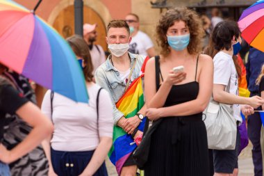 Wroclaw, Polonya, 19.06.2020 - Eşitlik için LGBT barışçıl yürüyüşü