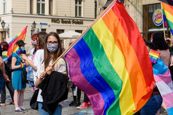 Wroclaw Polônia 2020 Polonês Marcha Pacífica Lgbt Pela Igualdade — Fotografia de Stock