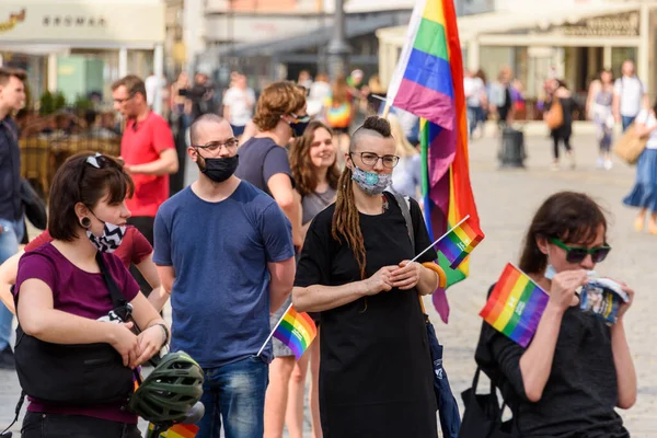 Wroclaw Polen 2020 Polera Hbtq Fredlig Marsch För Jämställdhet — Stockfoto