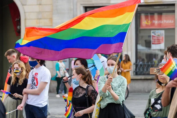 Wroclaw Polonia 2020 Pulir Marcha Pacífica Lgbt Por Igualdad — Foto de Stock
