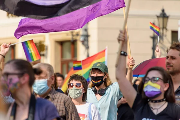 Wroclaw Polonia 2020 Pulir Marcha Pacífica Lgbt Por Igualdad —  Fotos de Stock