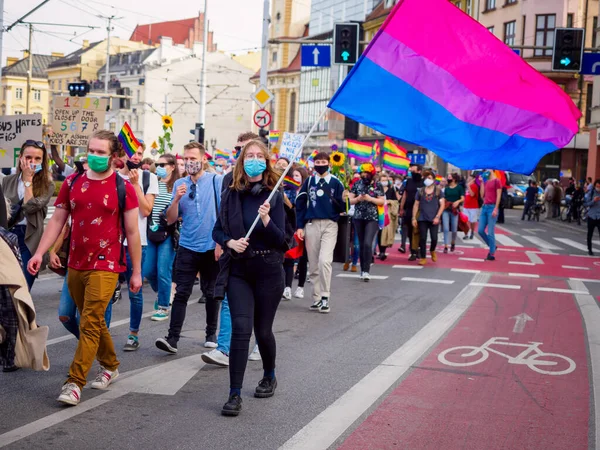 Wroclaw Polônia Outubro 2020 Marcha Pela Igualdade Centro Cidade Wroclaw — Fotografia de Stock