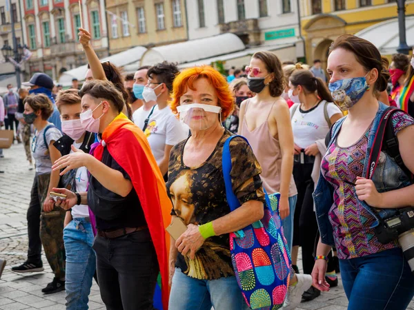 Wroclaw Polônia Outubro 2020 Marcha Pela Igualdade Centro Cidade Wroclaw — Fotografia de Stock