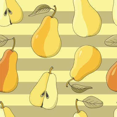 sorunsuz vektör arka plan ile sarı şeritler üzerinde olgun armut