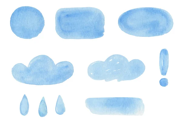 Set Watercolor Blue Spot Textures — Stock Photo, Image