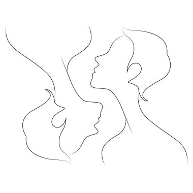 iki kişi ilişki simgesini soyut sihlouette