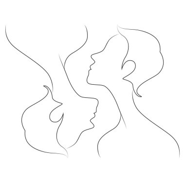 two people relationship icon abstract sihlouette clipart