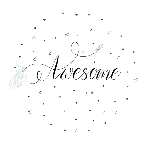 Awesome Tekst Kalligrafie Met Decor Elementen Vector — Stockvector