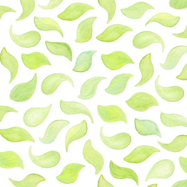 illustration of watecolor pattern with green fresh mint leaves on white isolated background