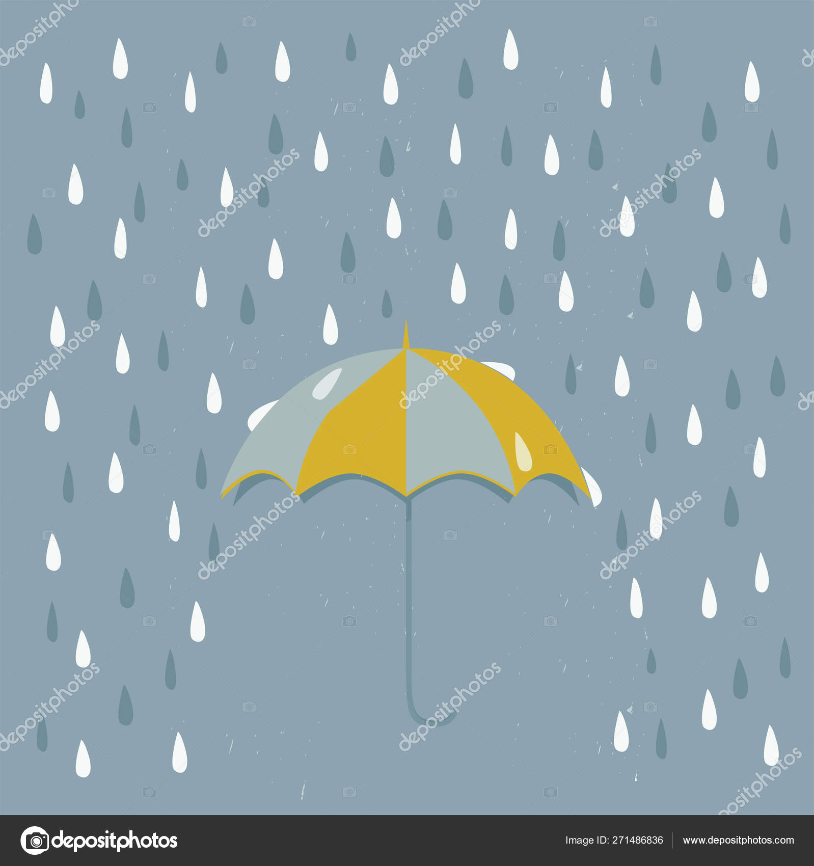 灰色の背景に雨の下で幸せな黄色の傘 ストックベクター C Druzenko 灰色の背景に雨の下で幸せな黄色の傘 ストックベクター C Druzenko
