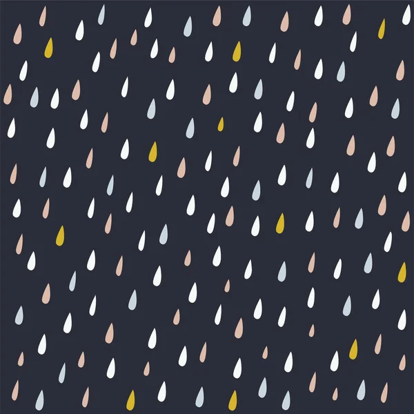 Vector Colorful Rain Drops Seamless Pattern Dark — Stock Vector