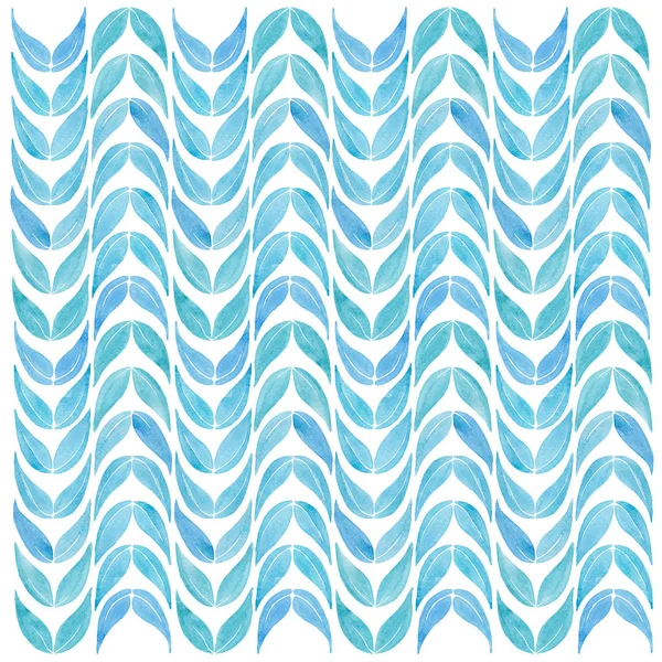 Blauwe Bladeren Aquarel Illustratie Geïsoleerd Wit — Stockfoto