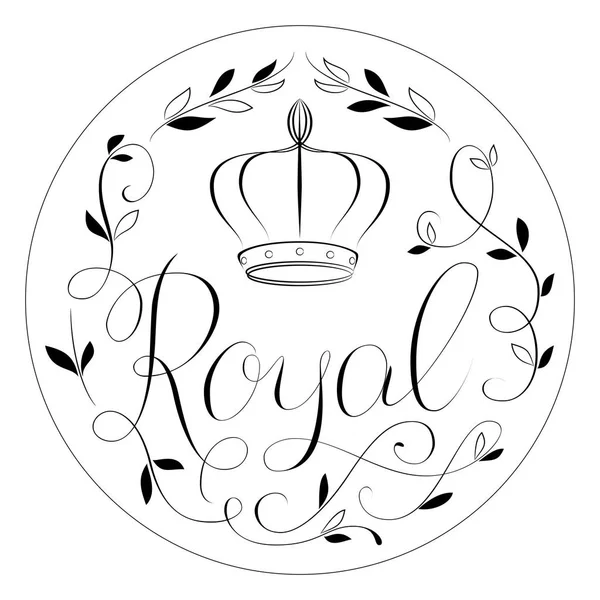 Illustration Vectorielle Texte Royal Romantique Avec Couronne Fleurs Calligraphie — Image vectorielle