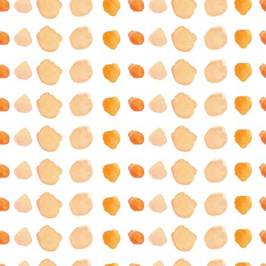 Kusursuz suluboya noktaları Arkaplan turuncu rengi, bembeyaz üzerinde basit geometrik desen.