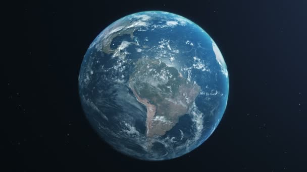 Planète Terre depuis l'espace. Clip contient l'espace, planète, galaxie, étoiles, cosmos, mer, terre, coucher de soleil, globe. Planète Terre animation tournante . 