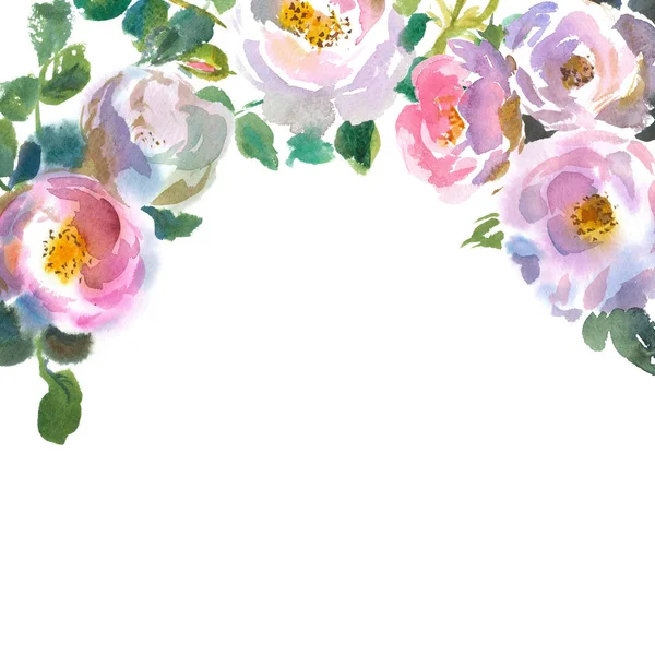 Üstte çiçek süsleme şablonuyla tebrik kartı — Stok fotoğraf