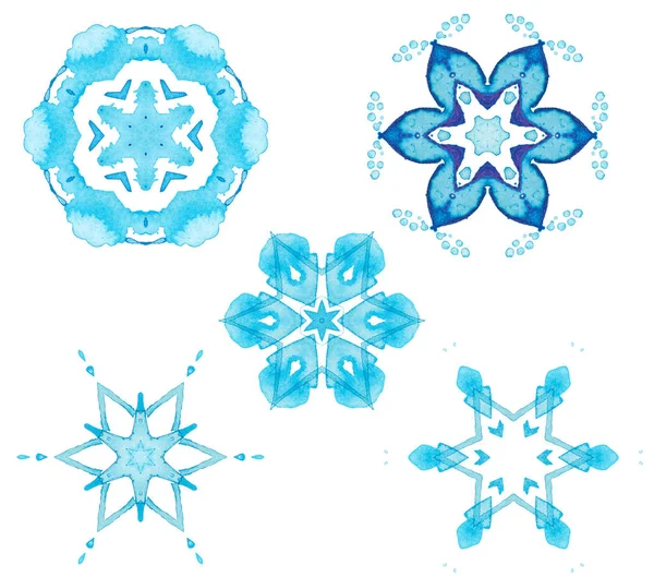 Set of watercolor snowflakes — Stock Photo, Image