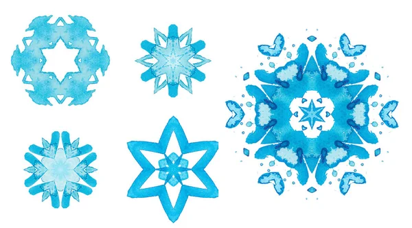 Set of watercolor snowflakes — Stock Photo, Image