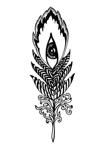Pluma extraña con ojos, ilustración vectorial — Archivo Imágenes Vectoriales