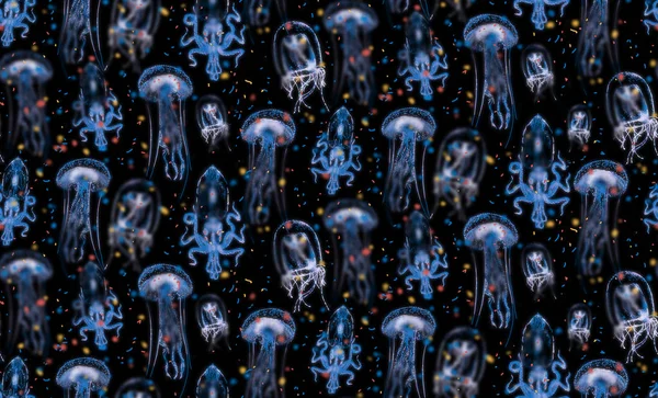 Muster mit glitzernden Meereslebewesen, teilweise verschwommen — Stockfoto