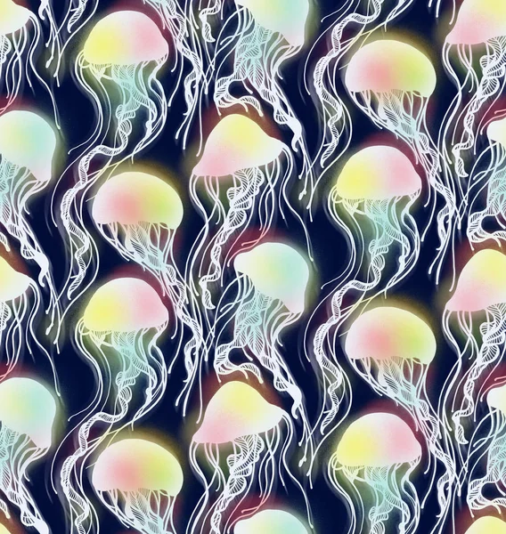 Padrão com medusas iridescentes — Fotografia de Stock
