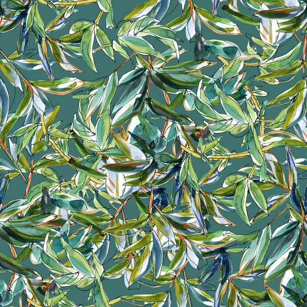 Watercolor peonies leaves — Stock Photo, Image