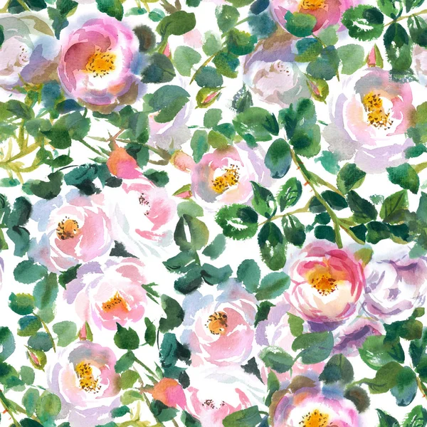 Motif avec beaucoup d'aquarelle rose clair roses — Photo