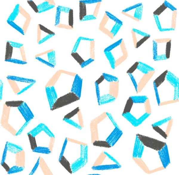 色鉛筆の三角形と五角形のシームレスなパターン — ストック写真