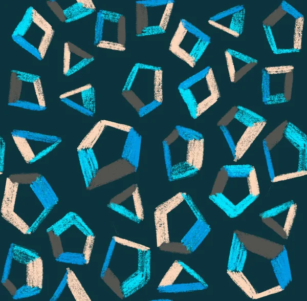 Renkli kalem üçgenler ve beşgenler ile dikişsiz desen — Stok fotoğraf