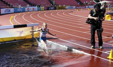 Tampere, Finlandiya, 10 Temmuz: Salla Laukkanen 3000 metre hendekli IAAF Dünya U20 Şampiyonası Tampere, Finlandiya 10 Temmuz, 2018 üzerinde Finlandiya'dan