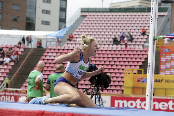 ТАМПЕРЕ, ФИНЛЯНДИЯ, 12 июля: НИАМ ЭМЕРСОН (Гемпшир), английский легкоатлет в семиборье на чемпионате мира IAAF U20 Тампере, Финляндия 12 июля 2018 года
.