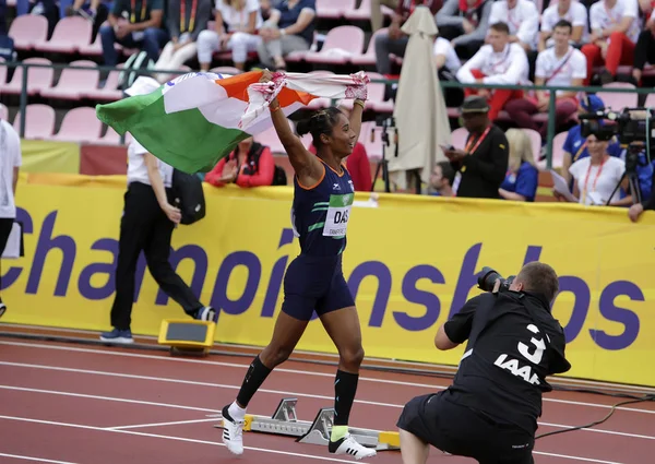 Tammerfors Finland Juli Hima Das Indien Vinna Guld Medalj 400 — Stockfoto