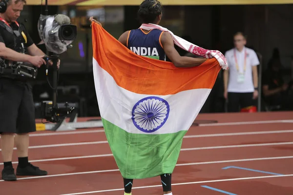 Tampere Finland Juli Hima Das Indien Vinder Guldmedalje 400 Meter - Stock-foto