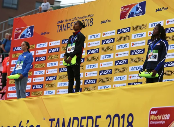 Tampere Finland Juli Hima Das India Win Gouden Medaille 400 — Stockfoto