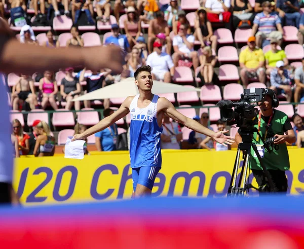 Tampere Finland July Antonios Merlos Greece Wins High Jump Event — Stock Photo, Image