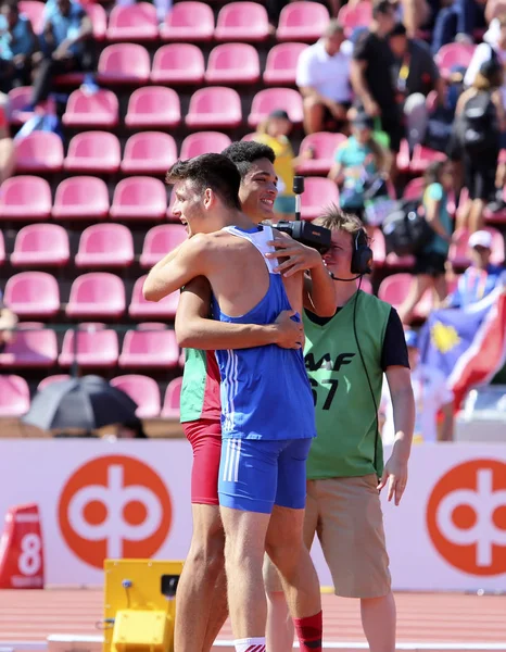 Tammerfors Finland Juli Roberto Vilches Från Mexiko Och Antonios Merlos — Stockfoto