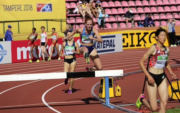 Iaaf U20 選手権タンペレ フィンランド 2018 3000 の障害物競走に米国からタンペレ フィンランド アリスの丘 — ストック写真